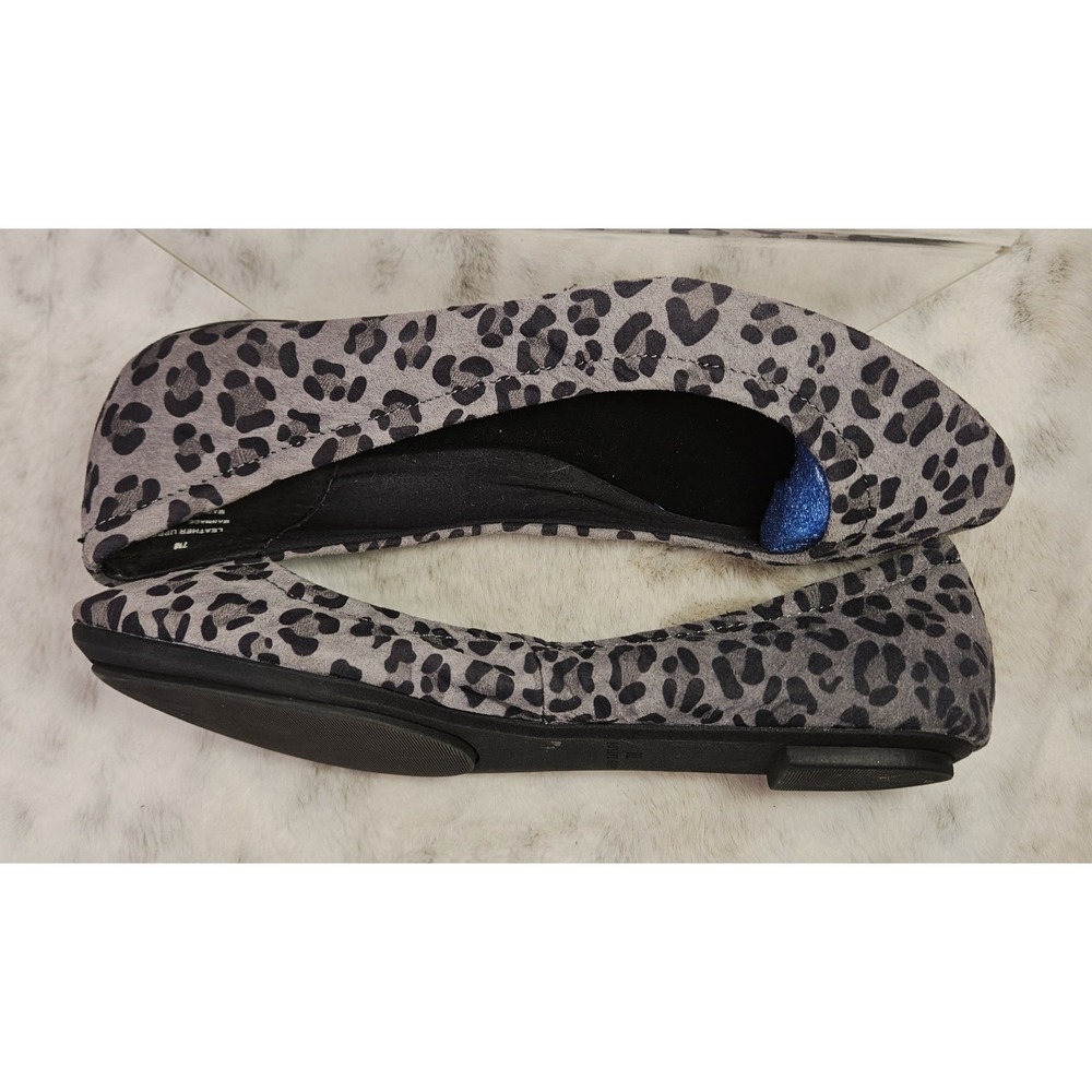 Ann Taylor Women's Gray Cheetah Leather Ballet Flats 7M Slip-on Career Mob Wife - Picture 2 of 10